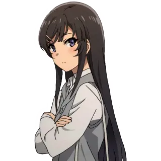 👋 Mai Sakurajima Rascal Does Not Dream of Bunny Girl Senpai Anime, Ragazza, Capelli lunghi, Sakurajima Mai telegram sticker