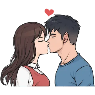 😘 커플, 키스, 사랑, 로맨스, 애정, 하트 telegram sticker