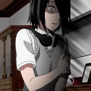 😰 Yu Ishigami Kaguya-sama: Love Is War 애니메이션, 만화, 표정, 두려움, 헤드폰, 이시가미, 이시가미 유우, 카구야 님은告白받고 싶어 whatsapp sticker
