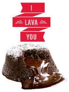 💙 I LAVA YOU coulant de chocolate, chocolate, postre, amor, San Valentín, te quiero telegram sticker