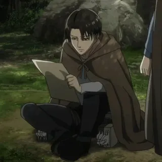 🔗 Levi Attack on Titan Anime, Atak Tytanów, Levi, AOT, Kreskówka, Postać telegram sticker
