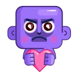 💔 angry, purple, heart, cartoon, emotion, love, upset telegram sticker