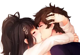 ❤️ bacio, anime, coppia, romantico, amore, carino telegram sticker