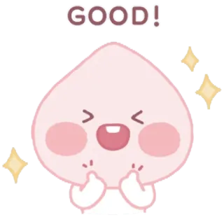 👍 GOOD! 복숭아, 귀여운, 캐릭터, 웃긴, 가운데 손가락 telegram sticker