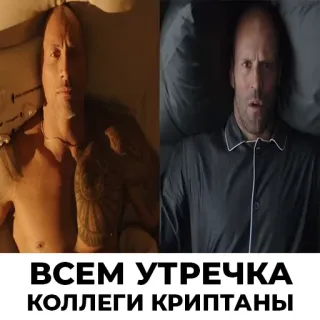 ☀️ ВСЕМ УТРЕЧКА КОЛЛЕГИ КРИПТАНЫ Mème, Drôle, Cryptomonnaie, Matin, Collègues, Crypto telegram sticker