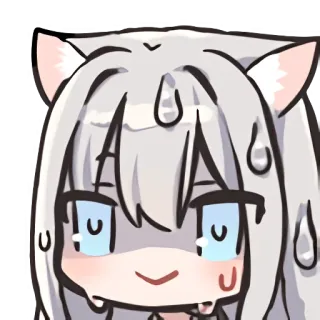😰 аниме, мультфильм, девушка-кошка, пот, нервный telegram sticker