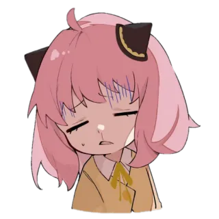 😓 Anya Forger Spy x Family Anime, müde, Ausdruck, Anya, Spy x Family, pinke Haare, süß telegram sticker