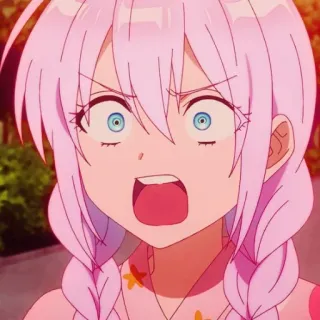 📎 Anime, Mädchen, geschockt, überrascht, pinke Haare, Anime Mädchen telegram sticker