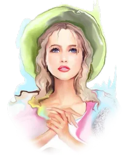 🙏 femme, portrait, fille, art, illustration, chapeau, beauté telegram sticker