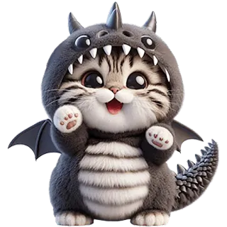 ☺️ gatto, gattino, drago, carino, animale, animale domestico, cartone animato telegram sticker