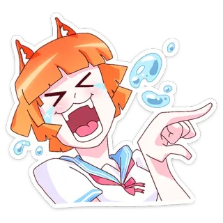 😂 动漫, 卡通, 哭, 指, 女孩, 校服 telegram sticker