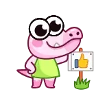👍 crocodile, cartoon, animal, thumbs up, like, positive telegram sticker