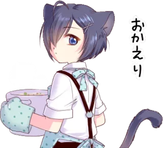 😘 おかえり anime, mèo, chào mừng, manga, nấu ăn whatsapp sticker