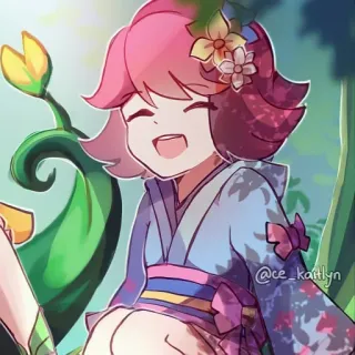 🦄 @ce_kaitlyn anime, kawaii, character, pink hair, flowers, digital art telegram sticker