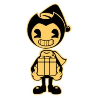 🎄 Bendy Bendy and the Ink Machine kreskówka, gra wideo, postać, prezent, święta, czapka telegram sticker