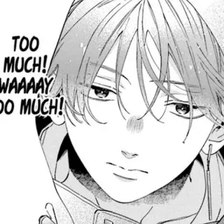 🍳 TOO MUCH! WAAAAY TOO MUCH! Anime, Mangá, Exagerado, Menino telegram sticker