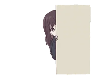 🤔 Аниме девушка, Прячется, Мультфильм, Милый, Подглядывает, Манга telegram sticker