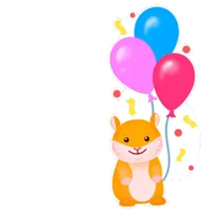 🌟 hamster, balões, fofo, festa, celebração, animal telegram sticker