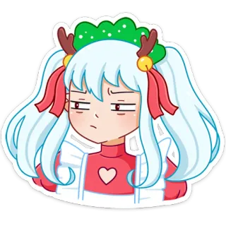 😑 anime, girl, christmas, reindeer, cute telegram sticker