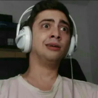 😧 homem, fones de ouvido, retrato, assustado, pessoa, chocado telegram sticker