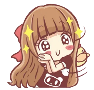 🤑 Cartoon, Anime, Niedlich, Mädchen, Kawaii, Glitzer telegram sticker