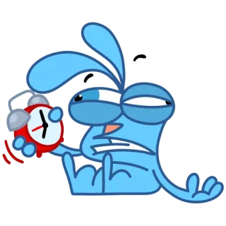 ⏰ conejo, dibujos animados, cansado, despertador, dormilón telegram sticker