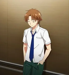 ⭐ Ayanokouji Kiyotaka Classroom of the Elite Anime, Seragam sekolah, Pria, Karakter, Rambut cokelat telegram sticker