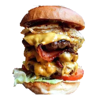 🍔 hambúrguer, comida, queijo, bacon, carne, sanduíche, ovo telegram sticker