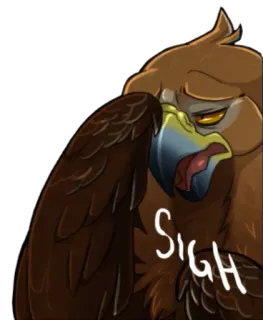 😤 SIGH pássaro, águia, suspiro, triste, desenho animado whatsapp sticker