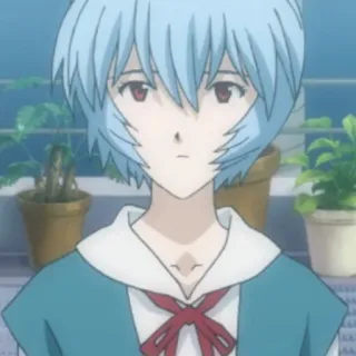 🦴 Rei Ayanami Neon Genesis Evangelion Anime, Rei Ayanami, Evangelion, Kobieta, Niebieskie włosy, Postać telegram sticker