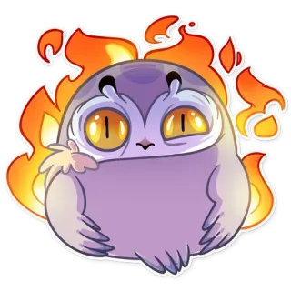 🔥 猫头鹰, 鸟, 卡通, 火, 可爱, 贴纸, 动物 telegram sticker