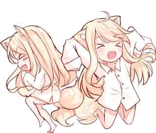 😌 Anime, Mignon, Chibi, Kawaii, Dessin animé, Oreilles d'animaux, Fille chat whatsapp sticker