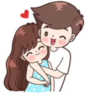 👐 사랑, 커플, 포옹, 만화, 로맨스, 하트, 애정 whatsapp sticker