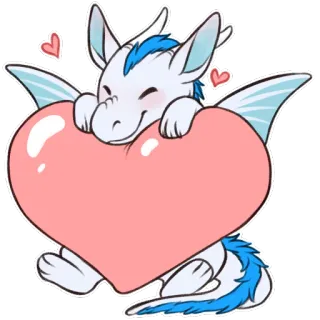 ❤ dragão, coração, amor, fofo, asas, desenho animado telegram sticker