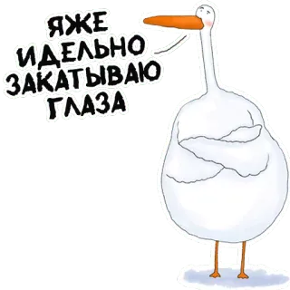😠 ЯЖЕ ИДЕАЛЬНО ЗАКАТЫВАЮ ГЛАЗА 새, 거위, 눈을 굴리다, 러시아 스티커 telegram sticker