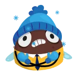 🥶 kalt, Winter, eisig, Cartoon, Emoji, Ausdruck, blau, Mütze telegram sticker