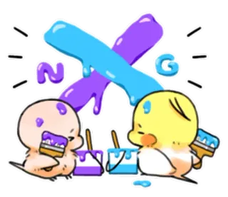 👎 NG animaux, oiseaux, peinture, mignon, dessin animé telegram sticker