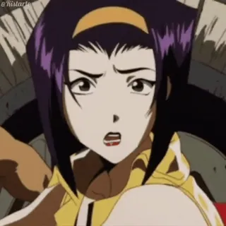 ❗️ Faye Valentine Cowboy Bebop anime, dibujos animados, Faye Valentine, Cowboy Bebop, western espacial, cazarrecompensas, pelo morado telegram sticker