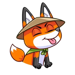 😛 zorro, animal, dibujos animados, divertido, mono, sombrero, lengua, pegatina whatsapp sticker
