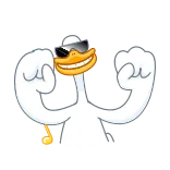 💃 canard, dessin animé, animal, cool, lunettes de soleil, chapeau, pouce levé whatsapp sticker