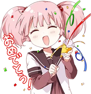 👋 おめでとう! anime, girl, confetti, celebration, cute, kawaii telegram sticker