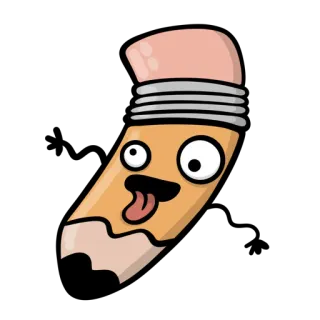 🤨 lápis, desenho animado, engraçado, borracha, personagem, desenho, papelaria whatsapp sticker