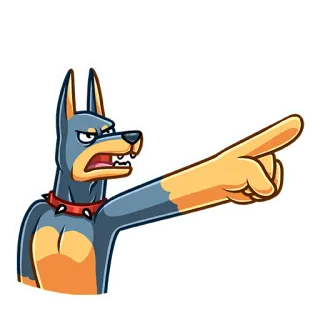 👉 собака, мультик, злой, указывает, ошейник, животное telegram sticker