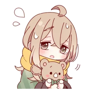 😪 อนิเมะ, จิบิ, น่ารัก, ผู้หญิง, คาวาอิ, ตุ๊กตาหมี, เศร้า telegram sticker