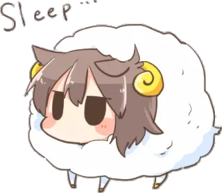 🛌 Sleep sono, ovelha, anime, desenho animado, fofo, animal, kawaii whatsapp sticker