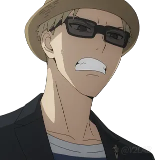😡 Loid Forger Spy × Family Anime, Spy x Family, Loid Forger, Sticker, Dessin animé, Chapeau, Lunettes telegram sticker