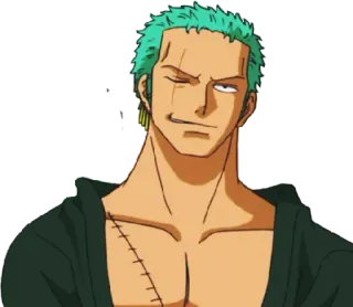🙂 Zoro One Piece anime, swordsman, scar, pirate, green hair telegram sticker