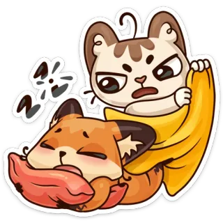 😴 cat, fox, animal, cute, sticker whatsapp sticker
