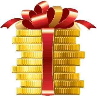 🎁 koin, tumpukan, hadiah, uang, emas, pita merah, kekayaan telegram sticker