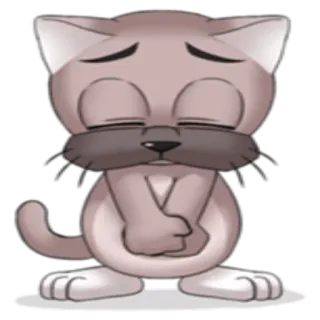 😔 猫, 子猫, 悲しい, 絵文字, 漫画, 動物 telegram sticker